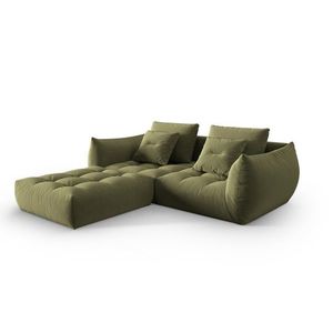 Coltar modular reversibil 3 locuri, Bloom-184, Micadoni Home, 232x216x95 cm, catifea, verde deschis imagine