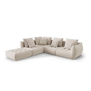 Coltar modular stanga 4 locuri, Bloom-184, Micadoni Home, 316x310x95 cm, catifea, ecru imagine