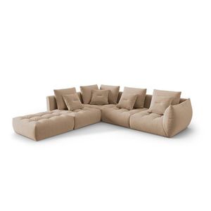 Coltar modular stanga 4 locuri, Bloom-184, Micadoni Home, 316x310x95 cm, catifea, bej sand imagine