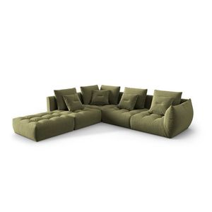 Coltar modular stanga 4 locuri, Bloom-184, Micadoni Home, 316x310x95 cm, catifea, verde deschis imagine