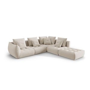 Coltar modular dreapta 4 locuri, Bloom-184, Micadoni Home, 316x310x95 cm, catifea, ecru imagine