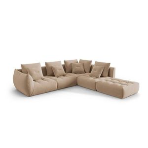 Coltar modular dreapta 4 locuri, Bloom-184, Micadoni Home, 316x310x95 cm, catifea, bej sand imagine