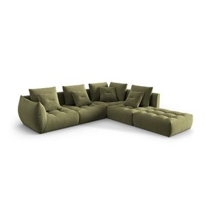 Coltar modular dreapta 4 locuri, Bloom-184, Micadoni Home, 316x310x95 cm, catifea, verde deschis imagine