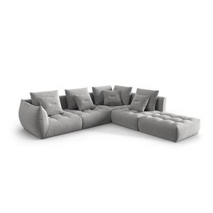 Coltar modular dreapta 4 locuri, Bloom-184, Micadoni Home, 316x310x95 cm, catifea, gri imagine