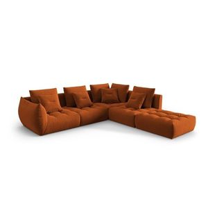 Coltar modular dreapta 4 locuri, Bloom-184, Micadoni Home, 316x310x95 cm, catifea, teracota imagine