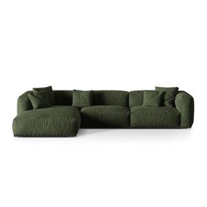 Coltar modular stanga 3 locuri, Martina-120, Micadoni Home, 332x176x75 cm, catifea, verde imagine