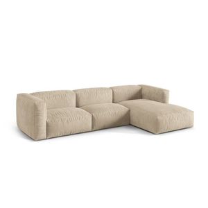 Coltar modular dreapta 3 locuri, Martina-120, Micadoni Home, 332x176x75 cm, catifea, bej deschis imagine