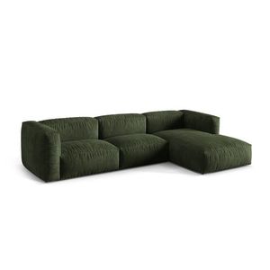 Coltar modular dreapta 3 locuri, Martina-120, Micadoni Home, 332x176x75 cm, catifea, verde imagine