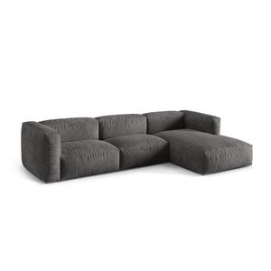 Coltar modular dreapta 3 locuri, Martina-120, Micadoni Home, 332x176x75 cm, catifea, gri imagine