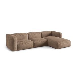 Coltar modular dreapta 3 locuri, Martina-120, Micadoni Home, 332x176x75 cm, catifea, bej inchis imagine