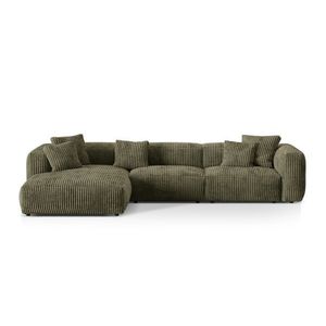 Coltar modular stanga 3 locuri, Martina-212, Micadoni Home, 332x176x75 cm, velur, verde muschi imagine