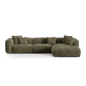 Coltar modular dreapta 3 locuri, Martina-212, Micadoni Home, 332x176x75 cm, velur, verde muschi imagine