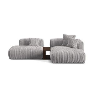 Coltar modular dreapta 2 locuri, Martina-212, Micadoni Home, 285x176x75 cm, velur, gri deschis imagine