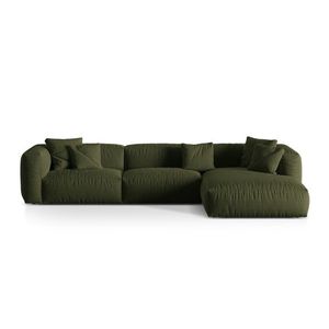 Coltar modular dreapta 3 locuri, Martina-169, Micadoni Home, 332x176x75 cm, tesatura structurata catifelata, verde imagine