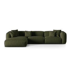 Coltar modular stanga 3 locuri, Martina-169, Micadoni Home, 332x176x75 cm, tesatura structurata catifelata, verde imagine