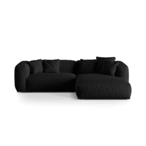 Coltar modular dreapta 2 locuri, Martina-169, Micadoni Home, 283x176x75 cm, tesatura structurata catifelata, negru imagine