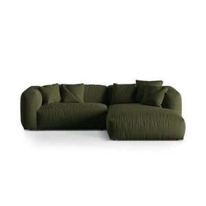 Coltar modular dreapta 2 locuri, Martina-169, Micadoni Home, 283x176x75 cm, tesatura structurata catifelata, verde imagine