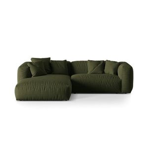 Coltar modular stanga 2 locuri, Martina-169, Micadoni Home, 283x176x75 cm, tesatura structurata catifelata, verde imagine