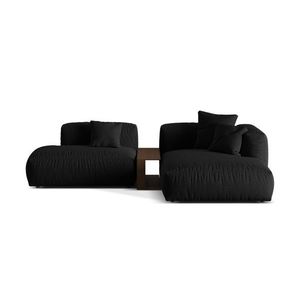 Coltar modular dreapta 2 locuri, Martina-169, Micadoni Home, 285x176x75 cm, tesatura structurata catifelata, negru imagine