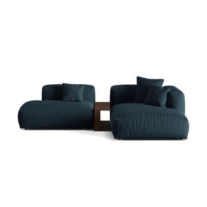 Coltar modular dreapta 2 locuri, Martina-169, Micadoni Home, 285x176x75 cm, tesatura structurata catifelata, albastru jeans imagine