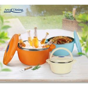 Set 3 caserole termice Belly orange, Art of Dining by Heinner, 2L/4L/6L, inox/polipropilena, multicolor imagine