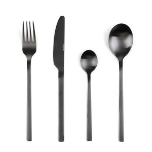 Set tacamuri 24 piese Aperi, Homla, 6 persoane, inox, negru imagine