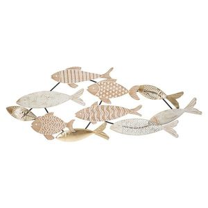 Decoratiune pentru perete, Mauro Ferretti, Fishy, 118 x 5.7 x 46.4 cm, fier/mdf, multicolor imagine