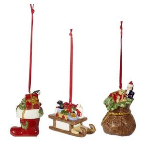 Set 3 globuri, Villeroy & Boch, Nostalgic Ornaments Christmas tree, 6.3 cm, portelan, pictat manual imagine