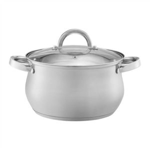 Oala cu capac Domingo, Domotti, 20 cm, 4 L, inox/sticla, argintiu imagine