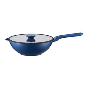 Tigaie Wok cu capac Cobalt, Ambition, 30 cm, aluminiu, bleumarin imagine