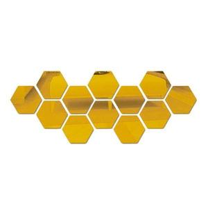 Set Oglinzi Design Hexagon - Oglinzi Decorative Acrilice Gold - MyStyle Luxury Home 12 bucati/set imagine