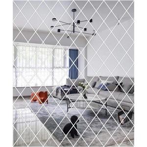 Set 58 Oglinzi Acrilice din PVC, in forma de Romb, Autoadezive pentru Decorarea Peretilor, 100 x 100 cm, imagine