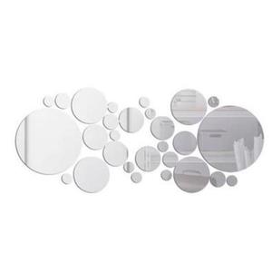 Set 30 oglinzi decorative Ventoo, din sticla acrilica, pentru design interior, model rotund, silver imagine