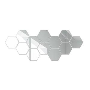 Set 12 oglinzi hexagonale, Autoadezive, 15.5 x 17.5 cm, Decor de perete imagine