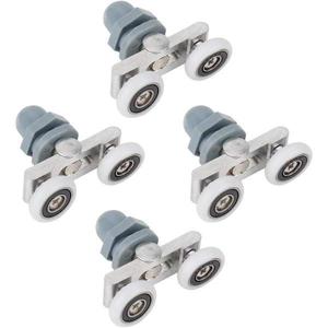 Set 4 role pentru usa glisanta dus, Sticla, 23mm, Gri/Alb imagine