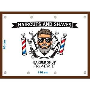 Banner Frizerie Barber Shop model 2, 80x110 cm imagine