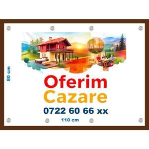 Banner Oferim Cazare 80x110 cm capse si clipsuri incluse imagine