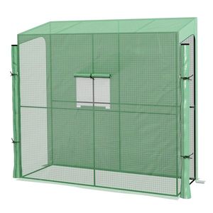 Outsunny Sera Inclinata Portabila 200x80x200cm cu 2 Usi Rulante Fereastra Plasa Verde | Aosom Romania imagine