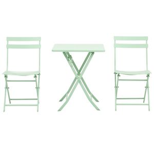 Outsunny Set Mobilier de Grădină Pliabil din Metal Verde Masă și Scaune pentru Spații Exterioare și Terasă Design Compact | Aosom Romania imagine