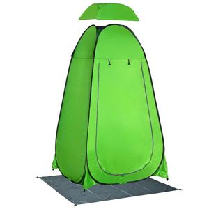 Cort de Dus Outsunny pentru Exterior cu Usa cu Fermoar, Geanta pentru Transport, 126x124x189cm, Verde | Aosom Romania imagine