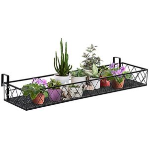 Jardiniera de Exterior Outsunny cu Carlige pentru Balustrada, Suport Ghivece pentru Balcon si Terasa din Metal, 100x31x12cm, Negru | Aosom Romania imagine