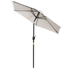 Outsunny Umbrelă de Grădină Reglabilă, din Oțel, Alb Crem, Φ227cm | Aosom Romania imagine