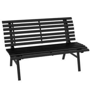 Outsunny Bancă pentru Grădină, Bancă de Exterior pentru Terasă cu Șezut și Spătar cu Lamele, 123x67x79 cm, Negru | Aosom Romania imagine