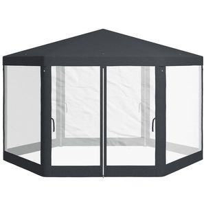 Outsunny Pavilion 4x4 m de Gradina Hexagonal cu Pereti din Plasa, 2 Usi si Picioare Reglabile, Pavilion din Metal si Poliester | Aosom Romania imagine