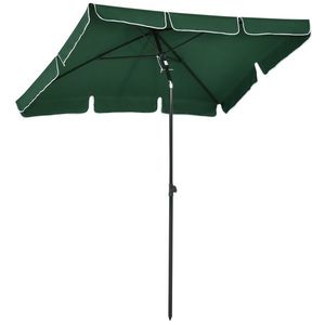 Outsunny Umbrelă pentru Grădină Dreptunghiulară, cu Inclinare Reglabilă și Stâlp din Aluminiu, 2x2.4m, Verde/Negru | Aosom Romania imagine