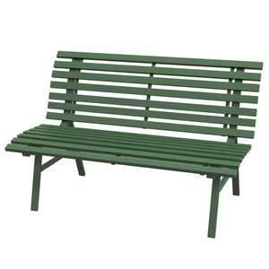 Outsunny Bancă pentru Grădină, Banca de Exterior pentru Terasă cu Șezut și Spătar cu Lamele, 123x67x79 cm, Verde | Aosom Romania imagine