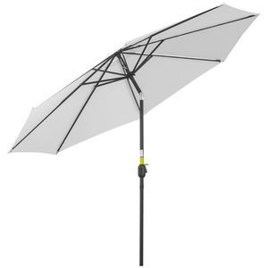 Outsunny Umbrelă de Soare pentru Grădină cu Manivelă Ajustabilă, Structură Metalică și Pânză din Poliester, Φ300cm, Alb | Aosom Romania imagine