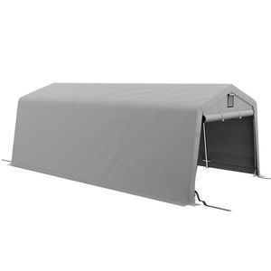 Outsunny Garaj Portabil, Carport Rezistent, Cort tip Garaj cu Copertină și 2 Ferestre de Ventilație și Ușă, 6.2x3.3x2.4 m, Gri | Aosom Romania imagine