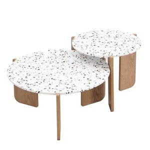 Set de Măsuțe de Cafea Moderne Suprapuse, Utilizabile ca Măsuță de Cafea sau Noptiere, Design Versatil, 70x70x35 cm+50x50x45, 5 cm, Natural imagine