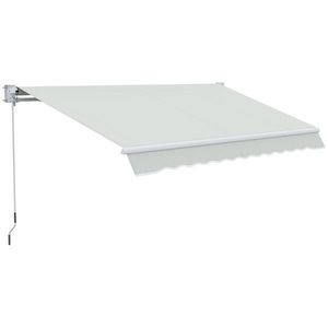 Outsunny Copertina pentru soare cu brate si actionare manuala, din aluminiu si poliester pentru exterior, 200x250 cm, alb crem | AOSOM RO imagine